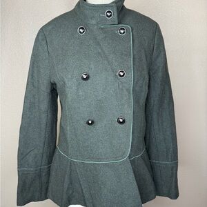 Banana Republic Double-Breasted Green Italian Wool Military Style Jacket